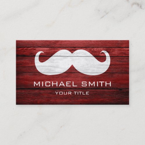 Mustache Vintage Wood Business Card