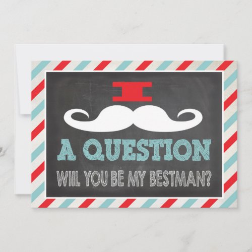 Mustache Will you be my Best man Invitation