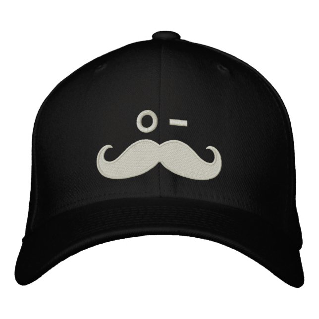 Mustache WINK Embroidered Baseball Cap (Front)