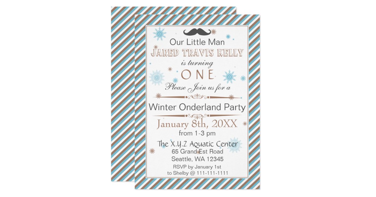 Mustache Winter Wonderland 1st Birthday Party Invitation Zazzle Com