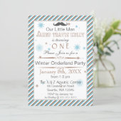 mustache winter wonderland 1st birthday party invitation (Standing Front)
