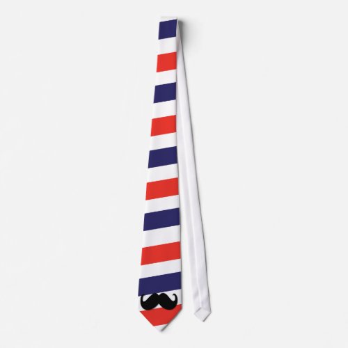 Mustache with red white and blue stripes tie