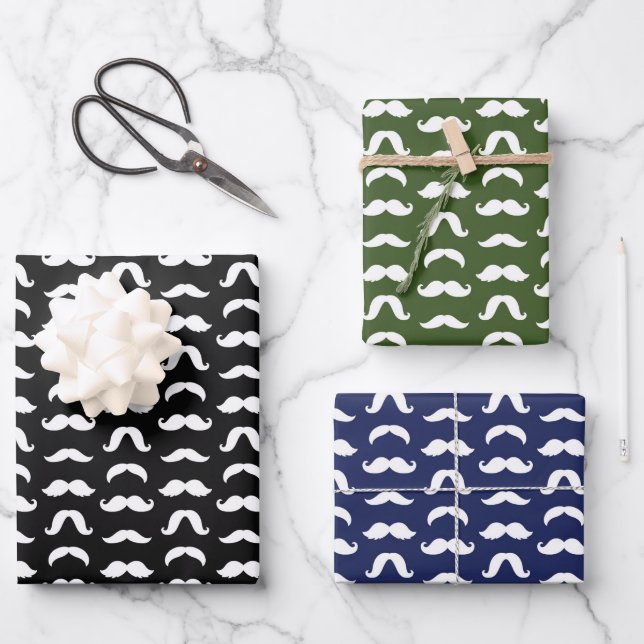 Mustache Wrapping Paper Sheets (Front)