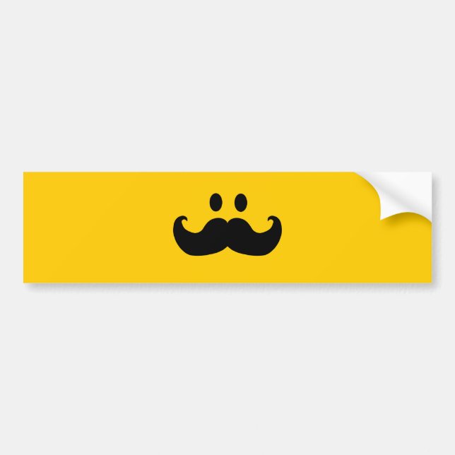 Mustache Yellow Happy Face Bumper Sticker (Front)