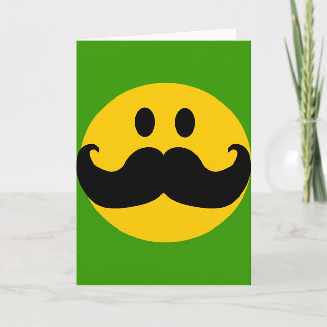 Mustache Yellow Happy Face Card (Front)