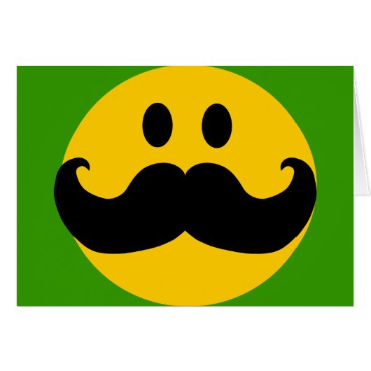 Mustache Yellow Happy Face Cards (Front Horizontal)
