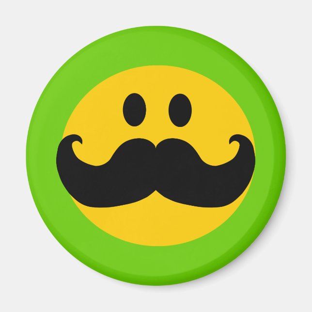 Mustache Yellow Happy Face Magnet (Front)