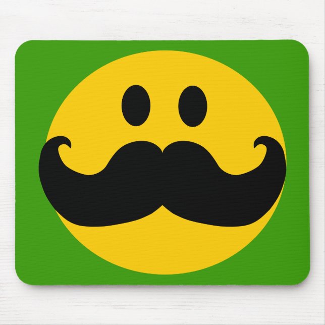 Mustache Yellow Happy Face Mouse Pad (Front)