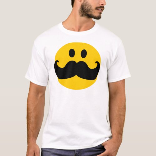 Mustache Yellow Happy Face T_Shirt