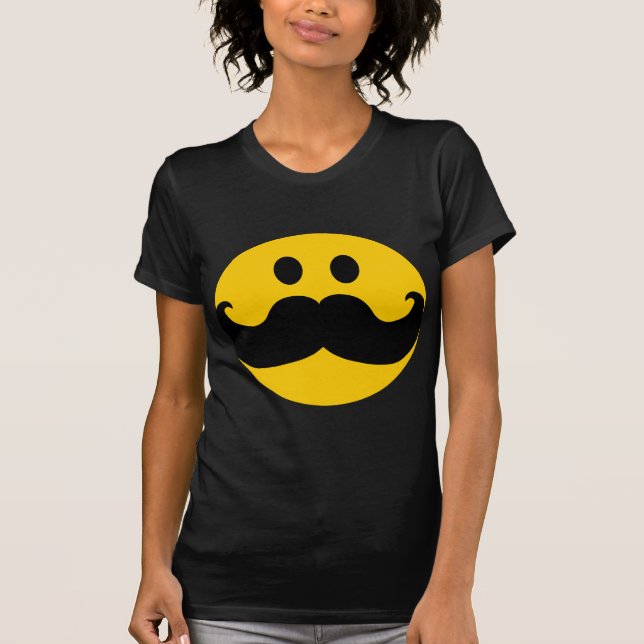 Mustache Yellow Happy Face T-Shirt (Front)