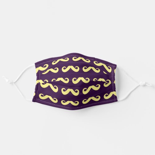 Mustache Yellow Purple Adult Cloth Face Mask