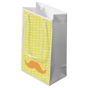 Mustache Yellow White Orange Him Hipster Small Gift Bag
