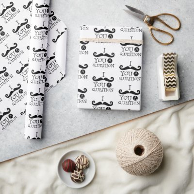 Mustache You A Question Humor Father's Day Wrapping Paper