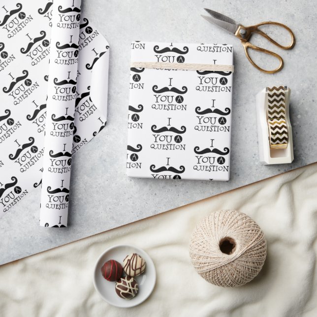 Mustache You A Question Humor Father's Day Wrapping Paper (Crafts)