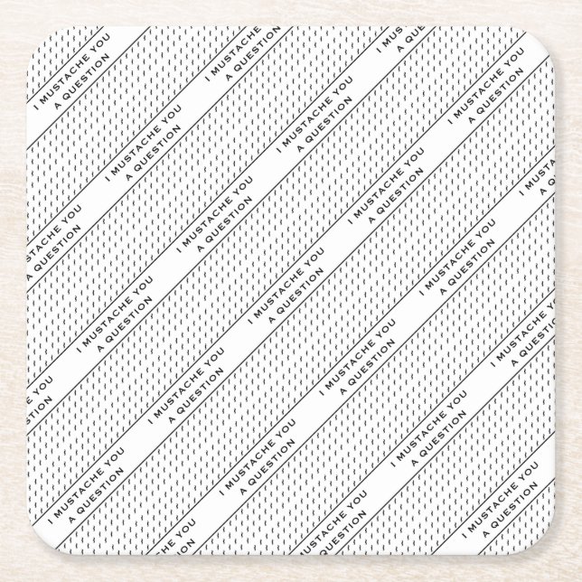 Mustache You A Question Mod Stripe Square Paper Coaster (Front)