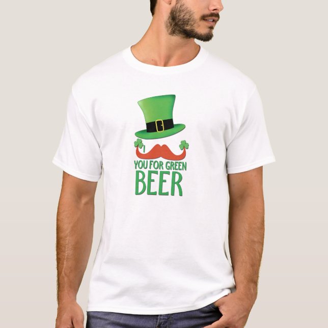 mustache you for green beer ginger mustache clover T-Shirt (Front)