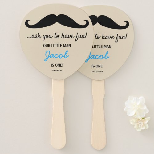 Mustache you to have fun little man is One Custom Hand Fan