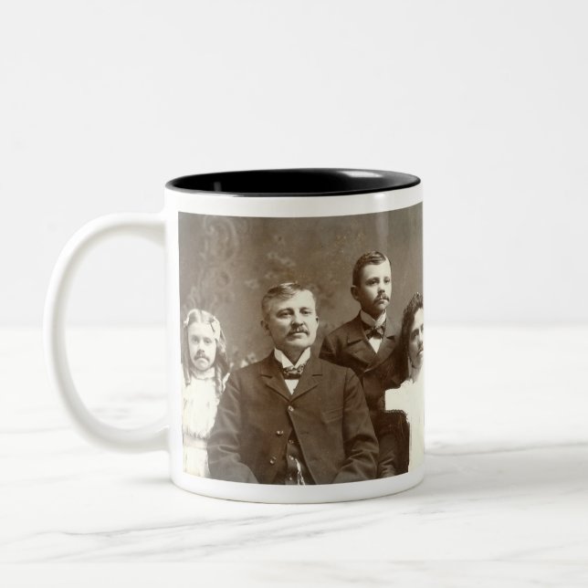 Mustached Ancestors Two-Tone Coffee Mug (Left)