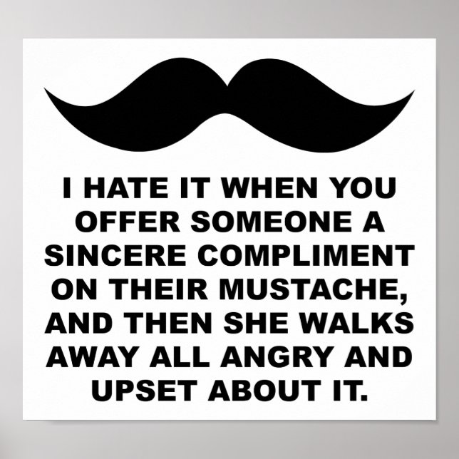 Mustached Woman Funny Poster (Front)
