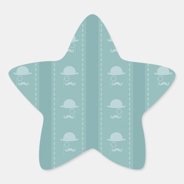 Mustaches and Hats Star Sticker (Front)