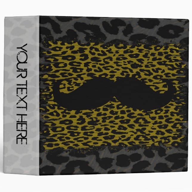 Mustaches and Leopard Print 2 3 Ring Binder (Front/Spine)