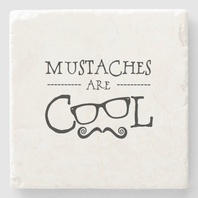 Mustaches Cool Glasses Stone Coaster (Front)