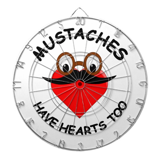 Mustaches Have Hearts Too Dartboard With Darts (Front)