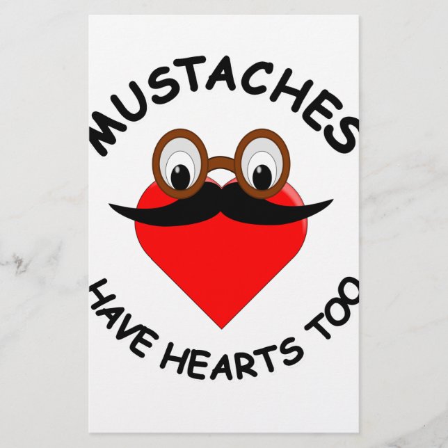 Mustaches Have Hearts Too Stationery (Front)