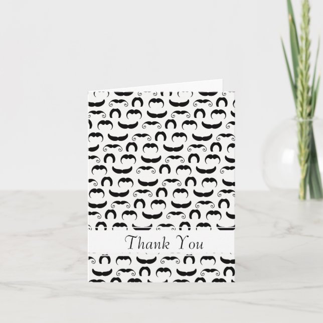 Mustaches Letterpress Thank You Card (Front)