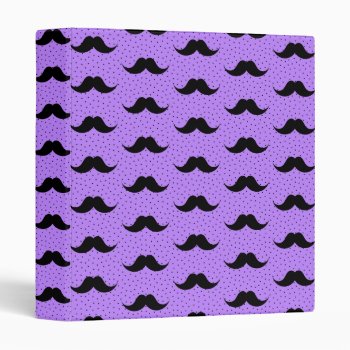 Mustaches Pattern Lilac 3 Ring Binder by OrganicSaturation at Zazzle