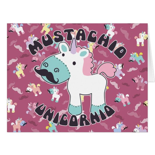 Mustachio Unicornio! Cards (Front Horizontal)
