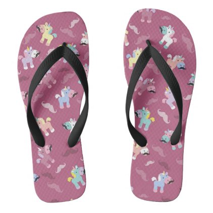 Mustachio Unicornio Flip Flops