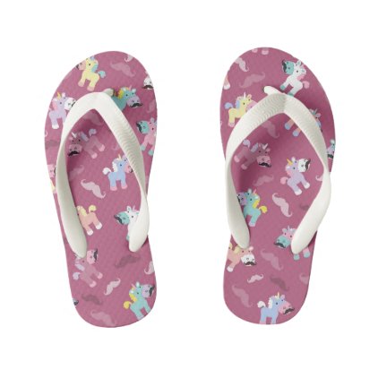 Mustachio Unicornio Kid&#39;s Flip Flops