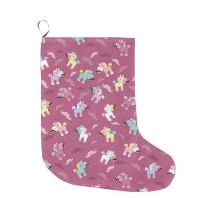 Mustachio Unicornio Large Christmas Stocking