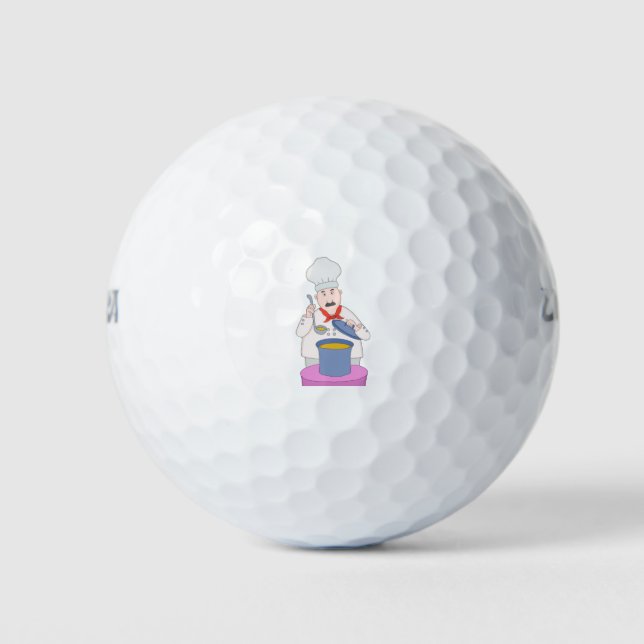 Mustachioed Chef Golf Balls (Front)