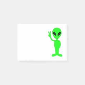 Mustachioed Green Alien Post-it Notes