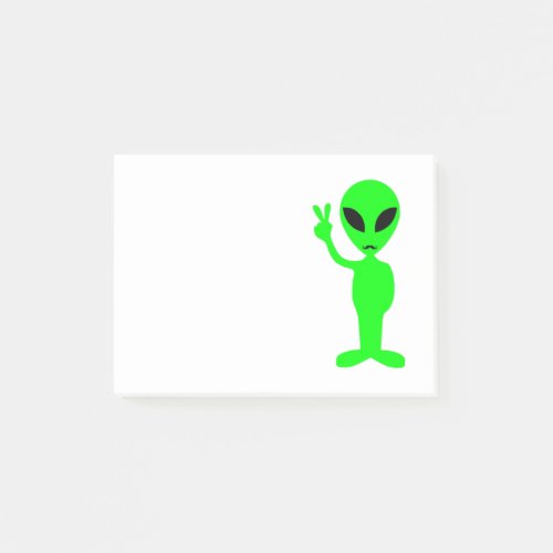 Mustachioed Green Alien Post_it Notes