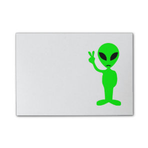 Mustachioed Green Alien Post-it Notes