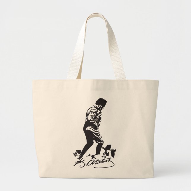 Mustafa Kemal Ataturk Large Tote Bag (Front)