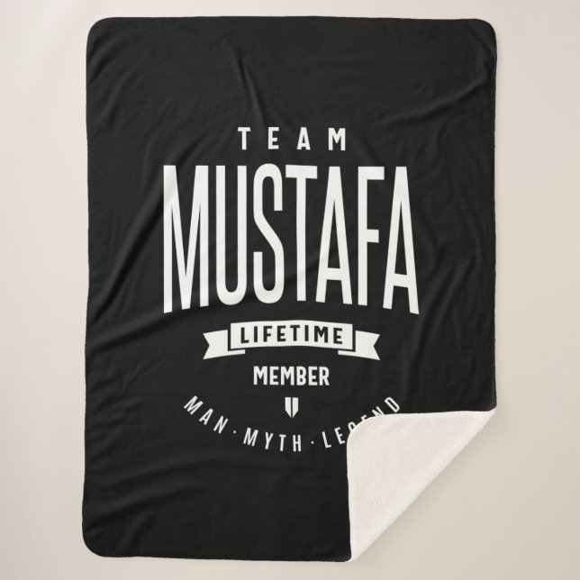 Mustafa Personalized Name Birthday Gift Sherpa Blanket (Front)