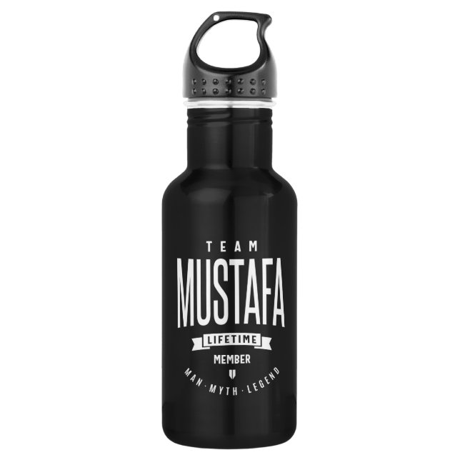 Mustafa Personalized Name Birthday Gift Stainless Steel Water Bottle (Front)