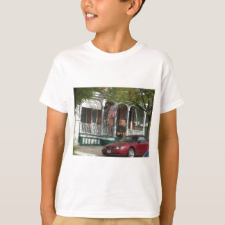 Mustang and American Flag in Hampden T-Shirt