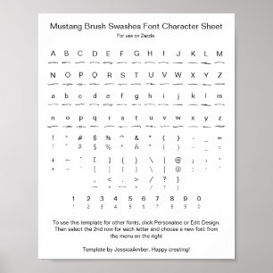 Mustang Brush Swashes Font Glyph Sheet Poster