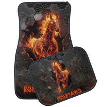 Mustang, car, mats, carpet fire metal style