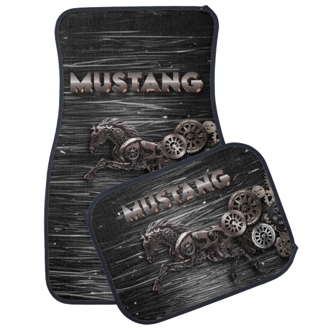 Mustang, car, mats, carpet style, strong, tech car floor mat (Set)