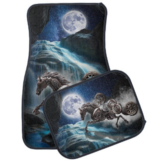 Mustang, car, mats, water style, night, horse car floor mat