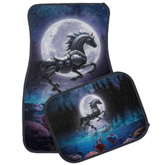 Mustang, car, mats, water style, night, horse car floor mat