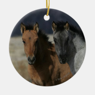 Mustang Foal Headshot Ceramic Ornament
