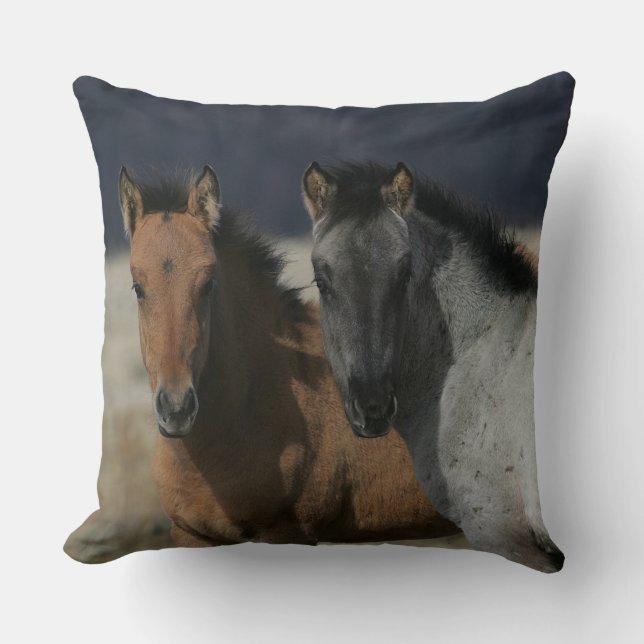 Mustang Foal Headshot Throw Pillow (Front)