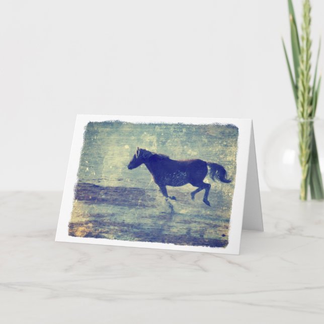 Mustang Gallop on Beach, Birthday Card (Front)